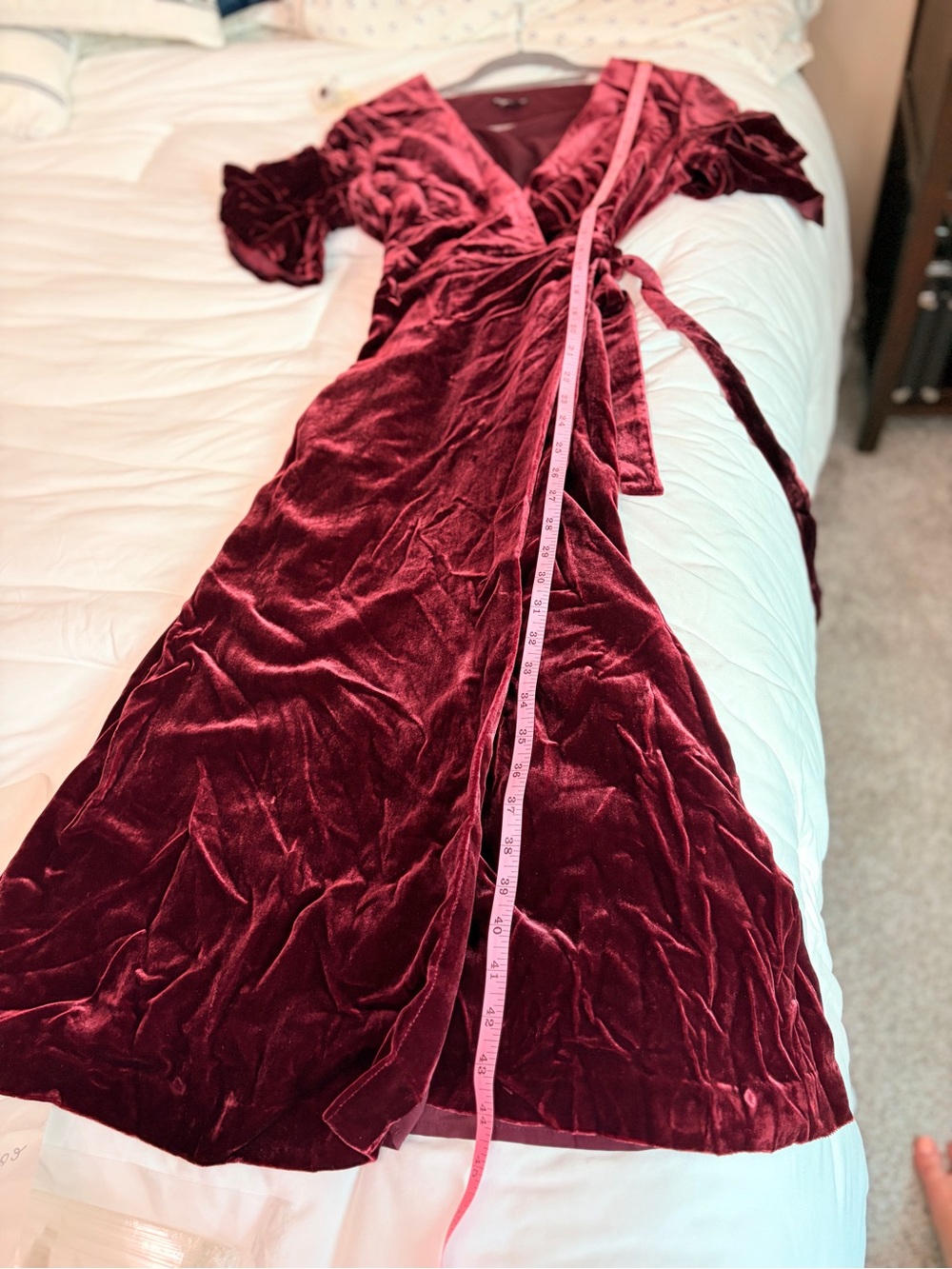 Club Monaco Tay Velvet Wrap Midi Dress Burgundy Silk Blend Meghan Markle 6 - Picture 10 of 14
